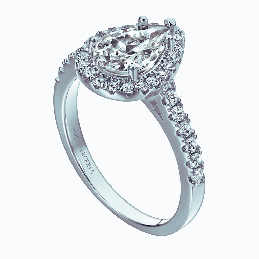 Anillo de Compromiso Afrodita 369 Plata Maciza Bañado en Oro Blanco 18K T7