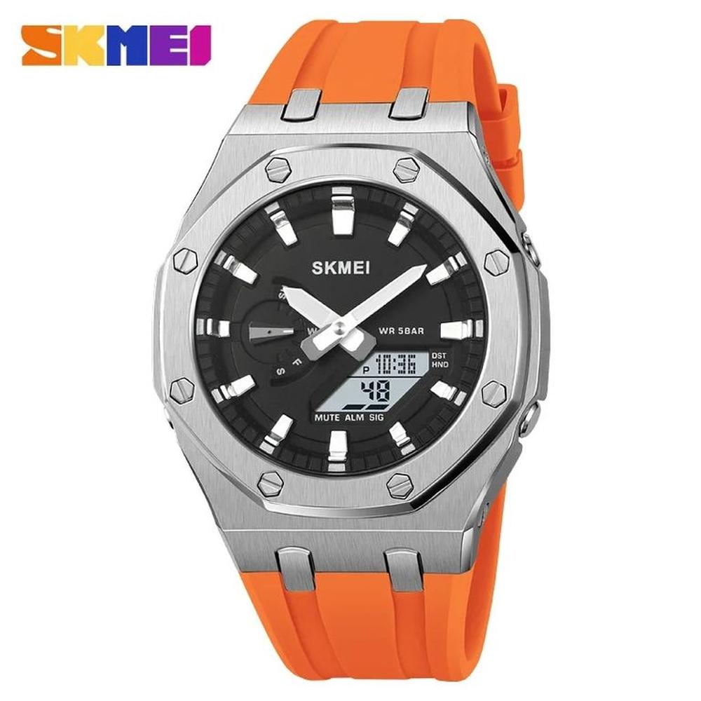 Reloj Skmei 2243 Naranja Correa Silicona Hora Mundial.