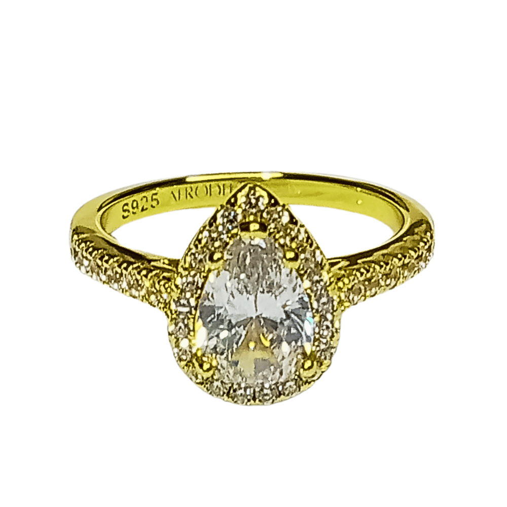 Anillo de Compromiso Afrodita 370 Plata Maciza Bañado en Oro T6