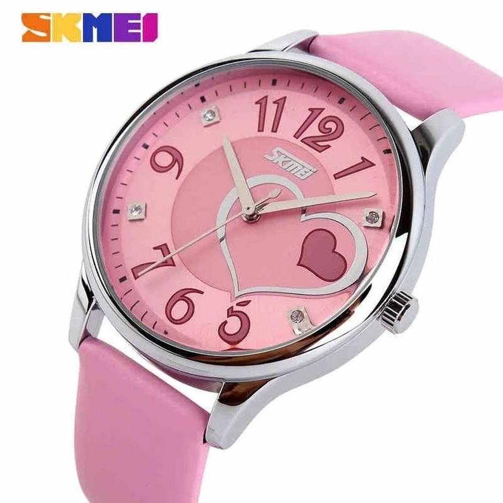 RELOJ SKMEI 9085 ROSADO CORREA CUERO PARA MUJER.