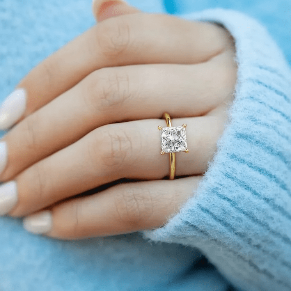 Anillo de Compromiso Afrodita 371 Plata Maciza Bañado en Oro T8