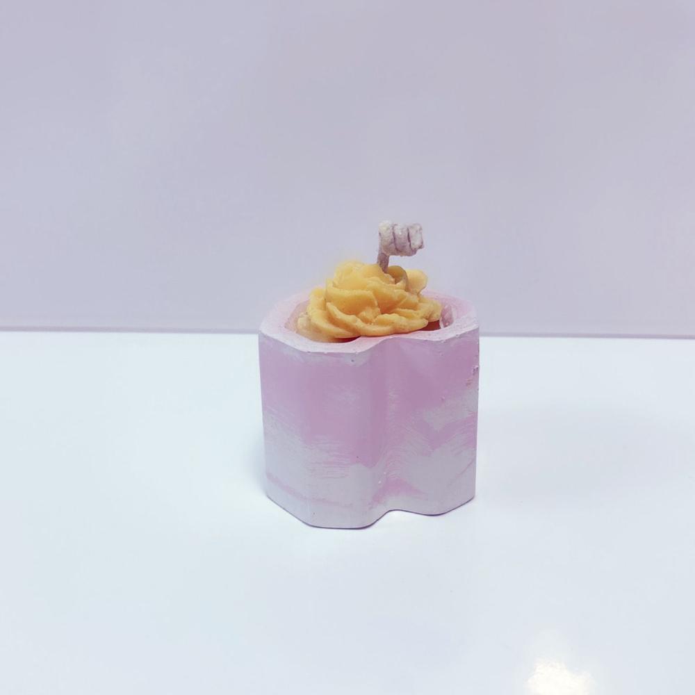 Mini Maceta con Suculenta Yoyahove de Cemento Blanco