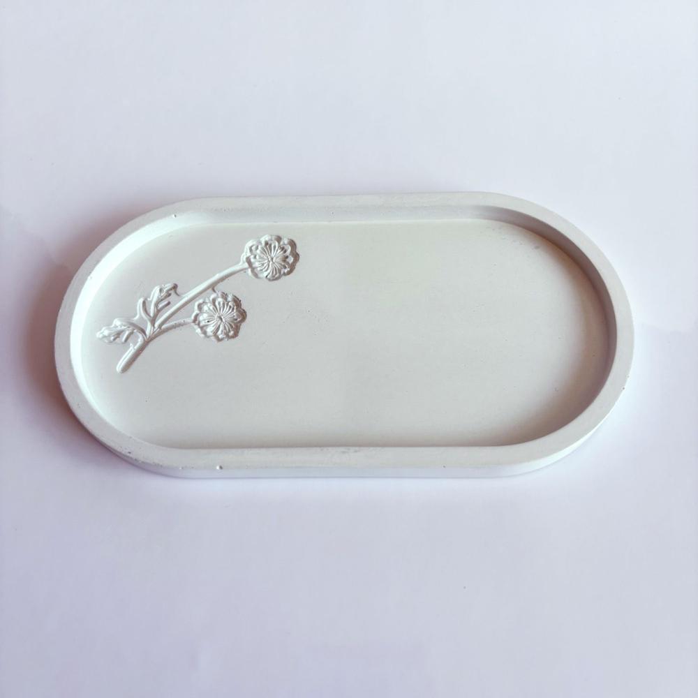 Bandeja Yoyahove Ovalada Rose de Cemento Blanco