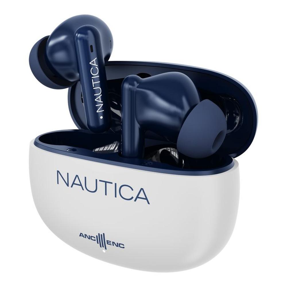 Audífonos inalámbricos Nautica Noise Cancelling ANC y ENC T680 Blanco-Navy