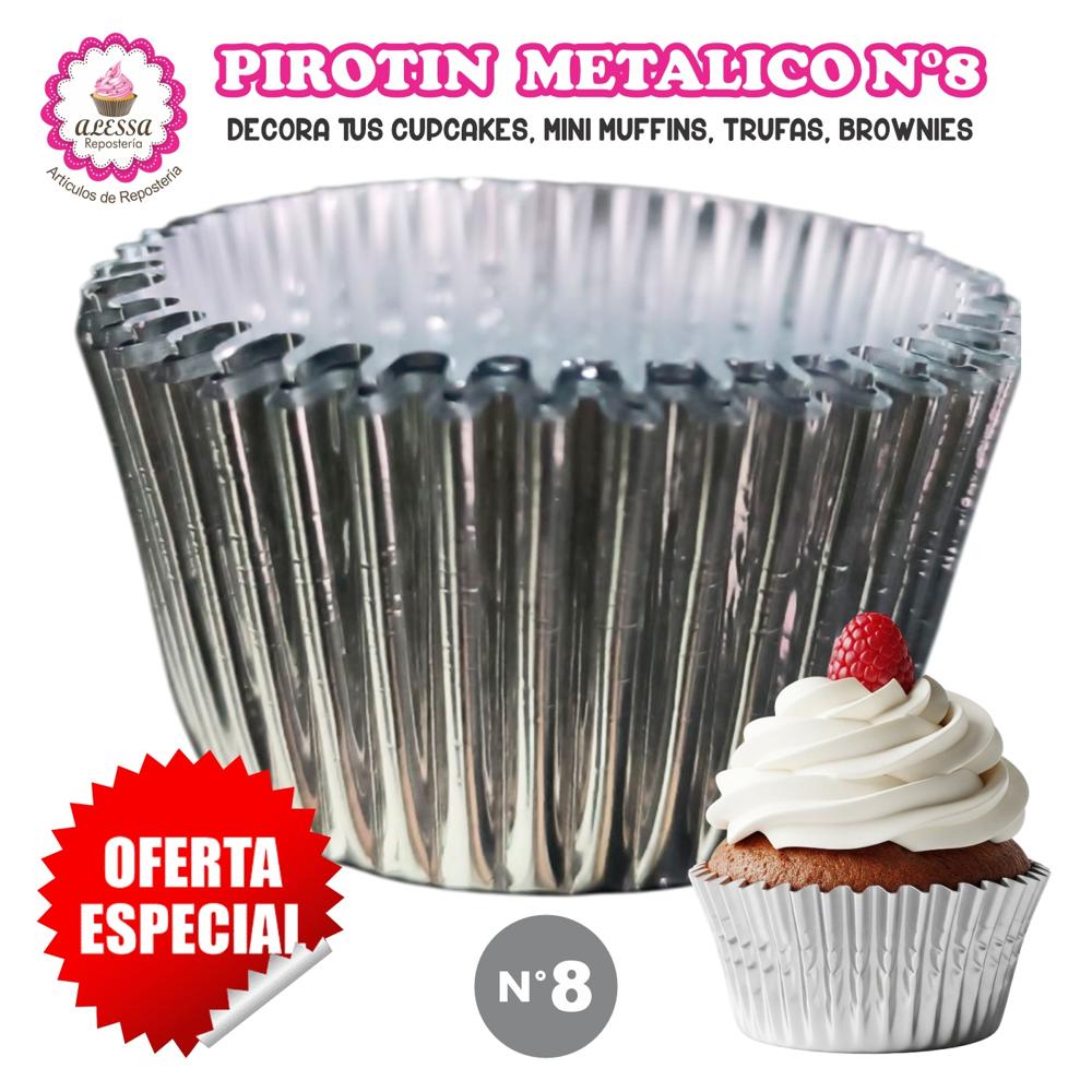 1000 Pirotines Metálicos Plateado para Repostería Número 8
