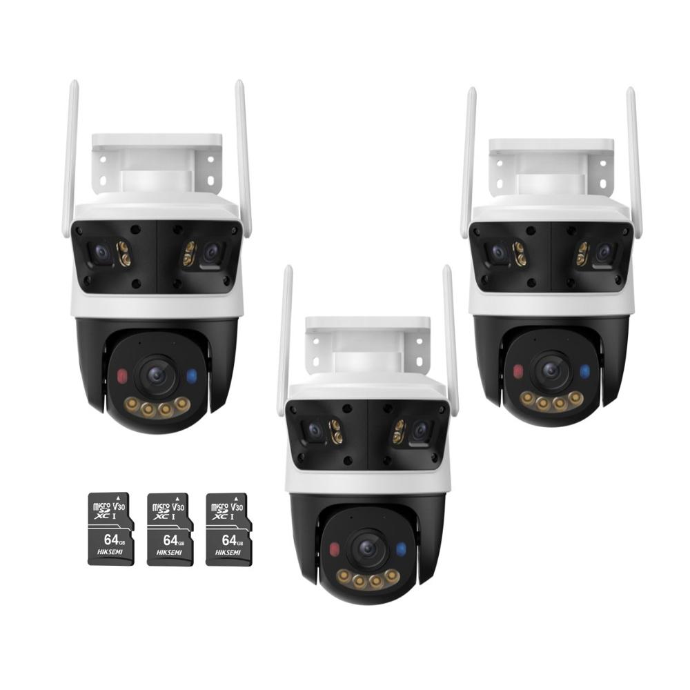 Kit 3 Cámaras Seguridad WiFi Imou Cruiser Triple 11MP + Micro SD 64GB 360° Exterior