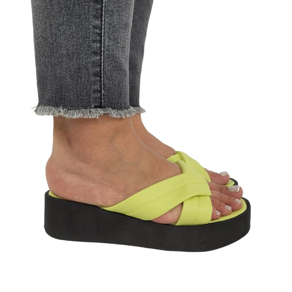 Sandalias de Plataforma para Mujer Daisy Shoes Modelo Dana Verde Limón Talla 35