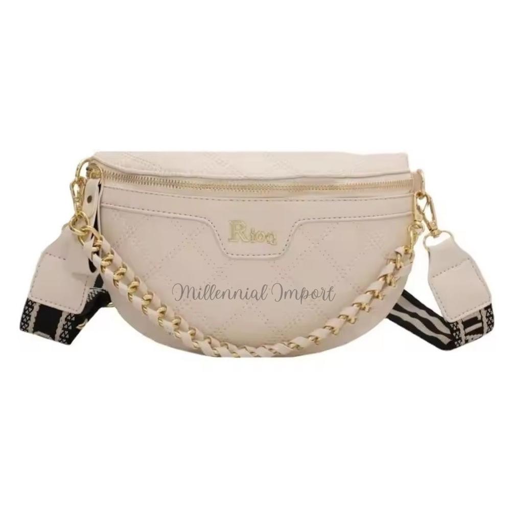 Bolso Canguro Blanco de Dama con Doble Correa Práctico Sofisticado