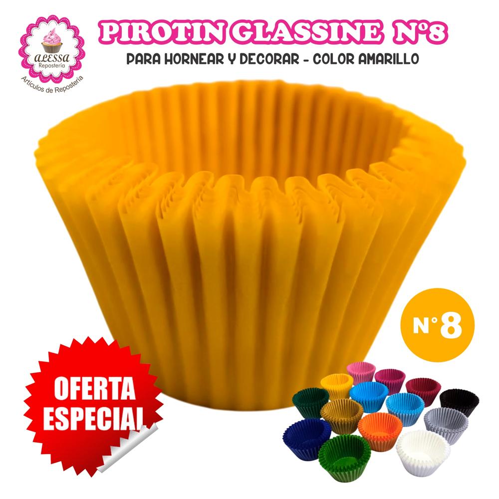 Pirotin a la Grasa Horneable Amarillo Número 8 para Repostería 1000 unidades