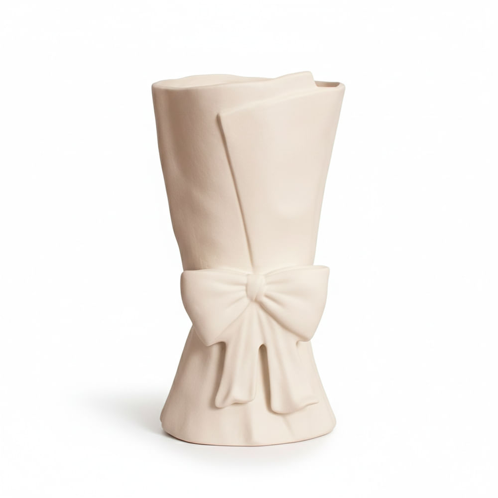 Florero Panadecor Crema con Lazo 245CM Porcelana