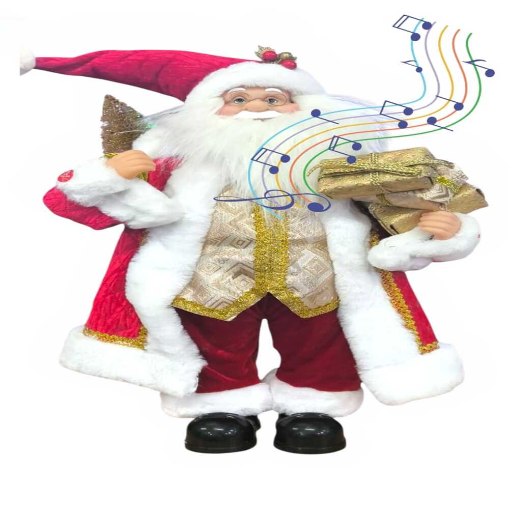 DECORACIÓN DE PAPÁ NOEL DE 60 CM MUSICAL
