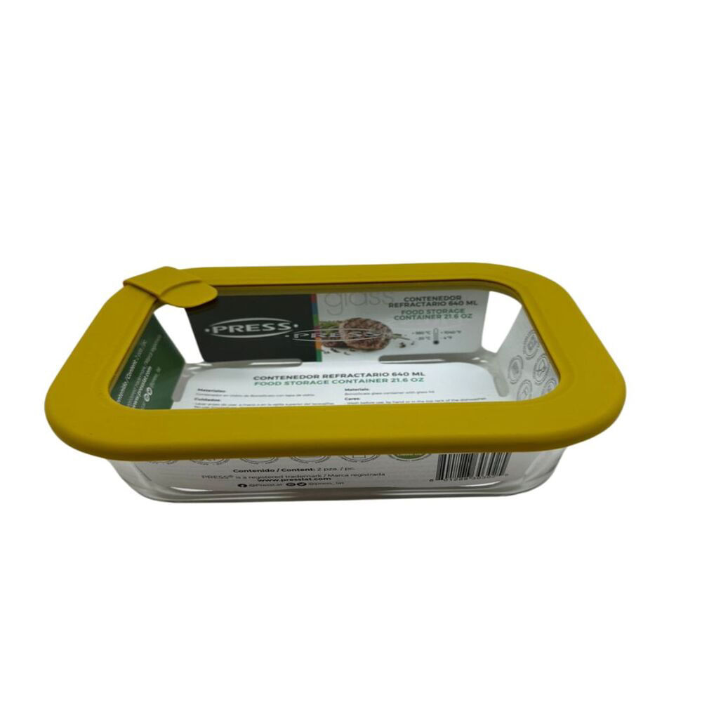 Refractario con tapa de vidrio y valvula 640ML LINEA CLASSIC PRESS