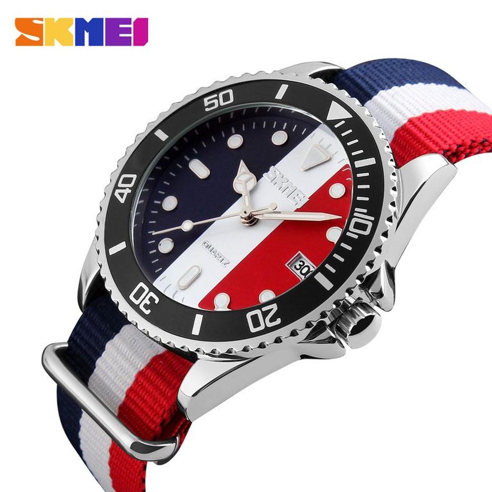 Reloj Skmei 9133 Azul Blanco Rojo Nylon