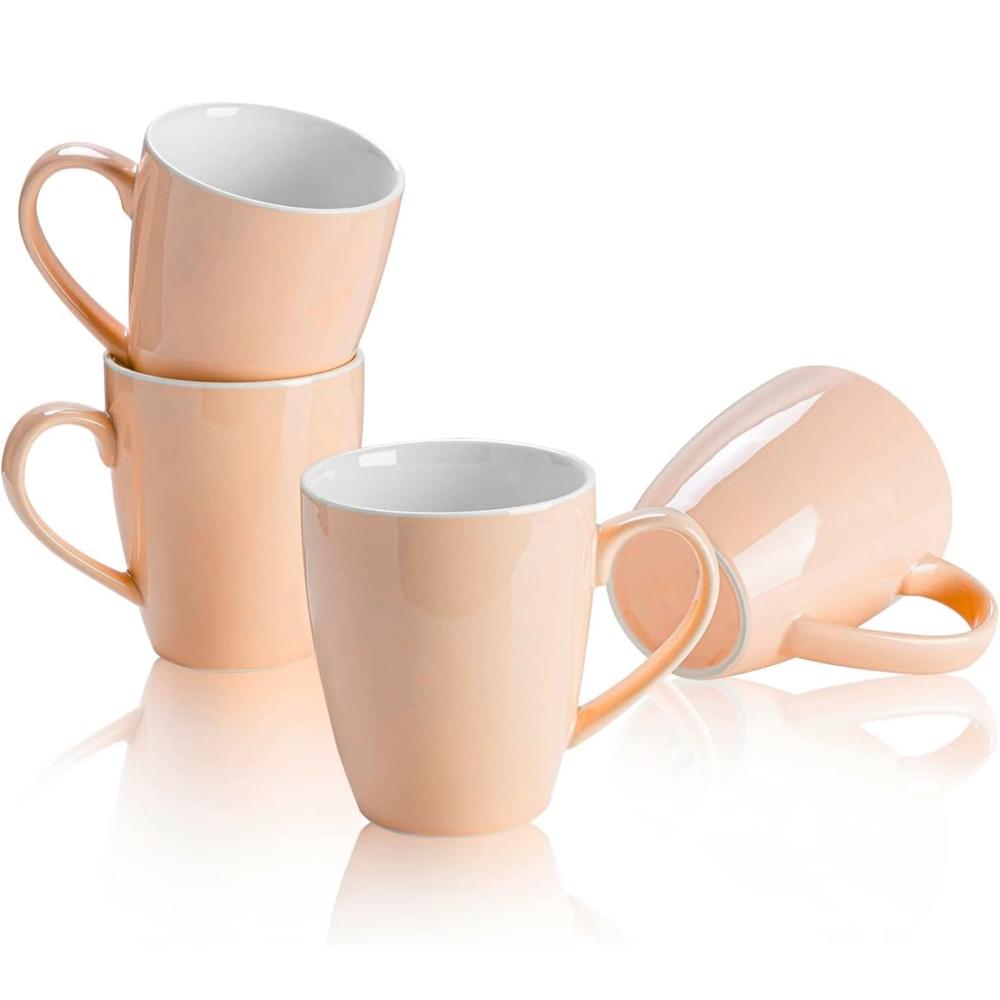 Set De 6 Tazas Cerámicas 500 Ml Elegantes Color Melón