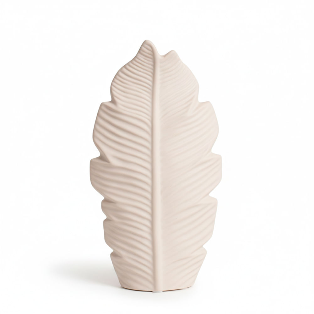 Florero Panadecor Diseño Hoja Blanco 25CM Porcelana