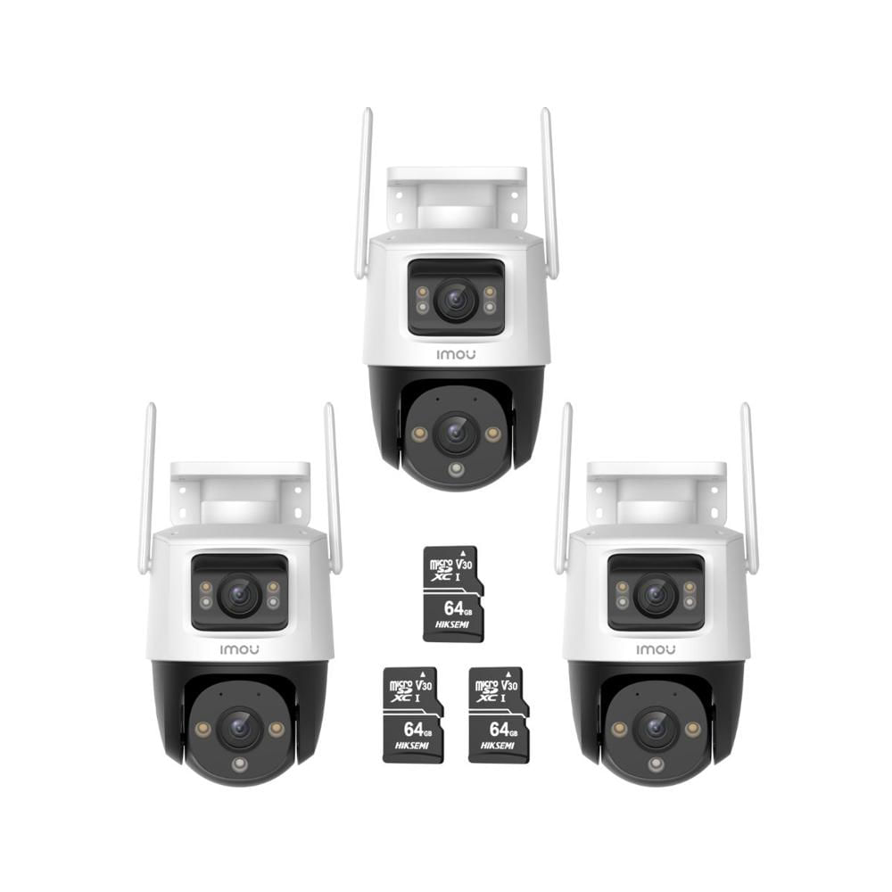 Kit 3 Cámara Seguridad WiFi Imou Cruiser Dual 10MP + Micro SD 64GB 360° Exterior