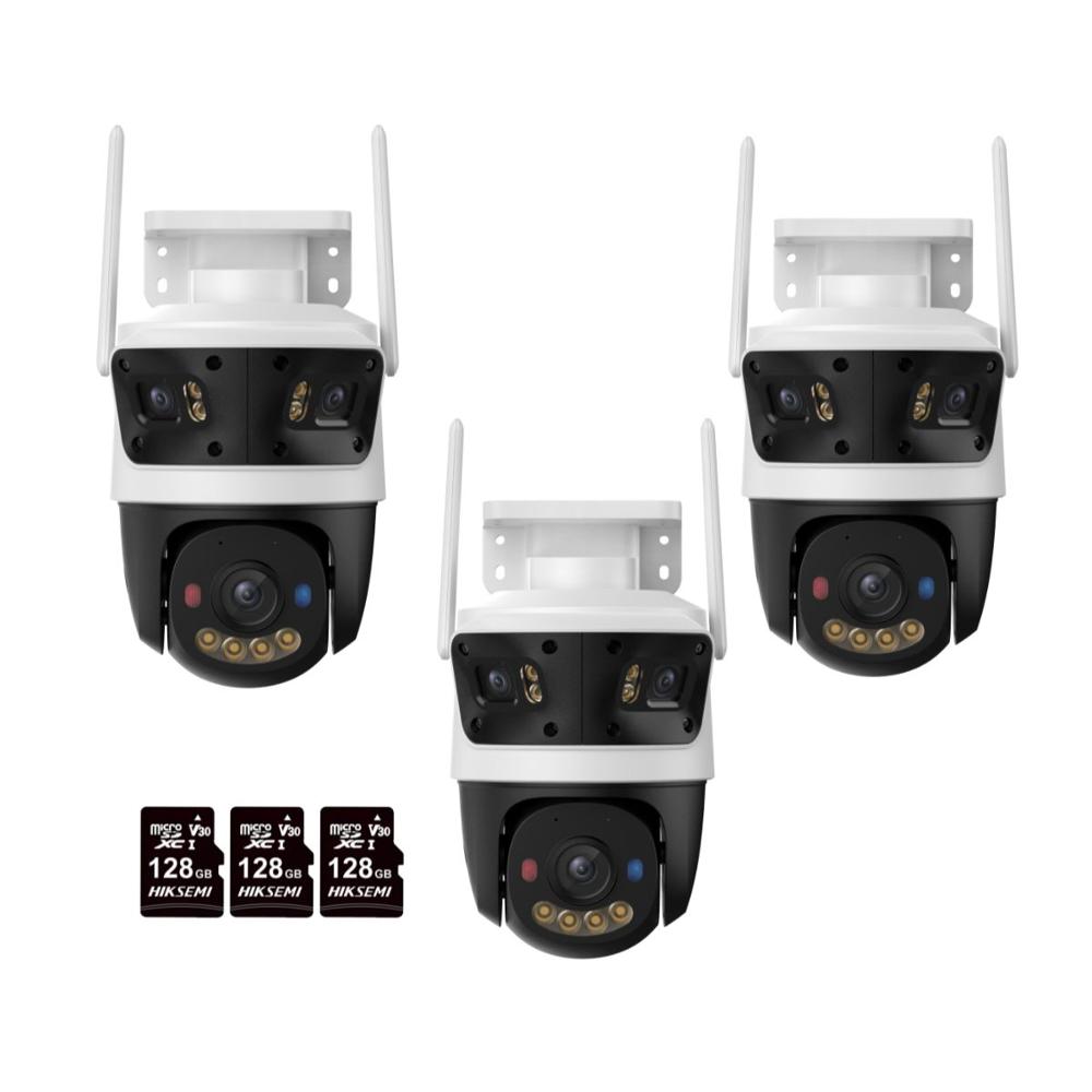 Kit 3 Cámaras Seguridad WiFi Imou Cruiser Triple 11MP + Micro SD 128GB 360° Exterior