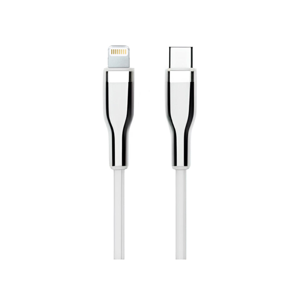 Cable USB Tipo C a Lightning Teros TE-70212W 3 Blanco y Plateado - Conecta y Carga Rápidamente
