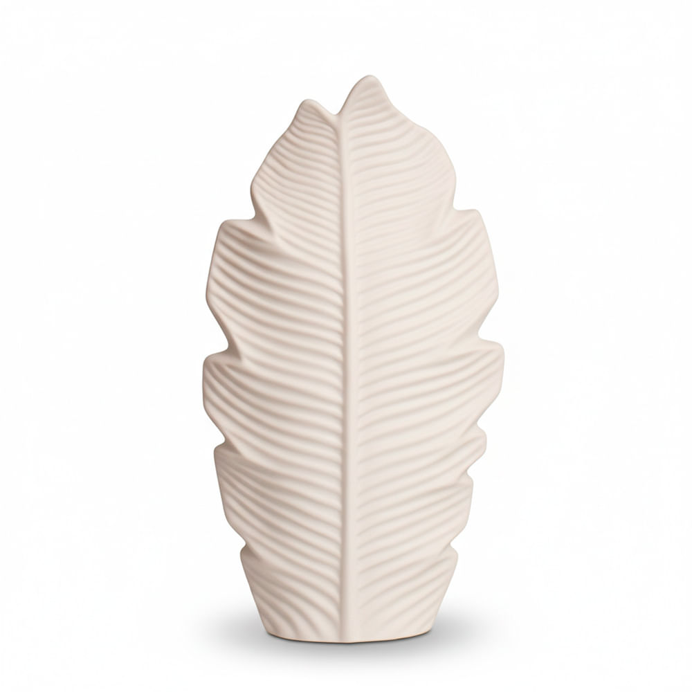 Florero Panadecor Diseño Hoja Blanco 30CM Porcelana