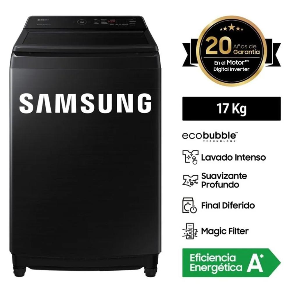 Lavadora Samsung 17Kg EcoBubble Carga Superior WA17CG6441BVPE Negro