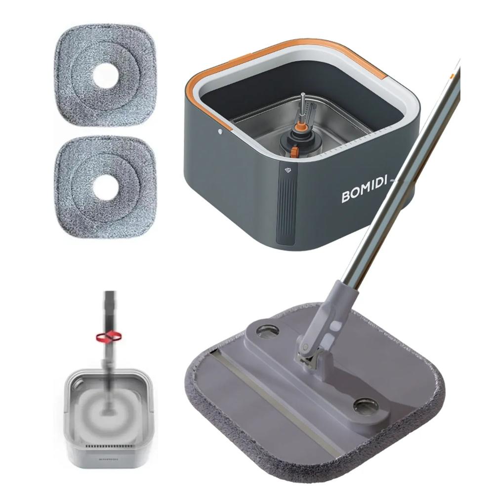 Trapeador Giratorio 3 en 1 Bomidi M20 Gris Limpieza práctica