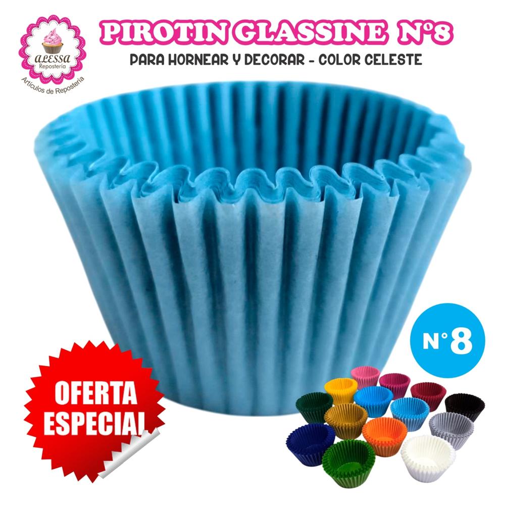 Pirotin a la Grasa Horneable Celeste Número 8 para Repostería 1000 unidades