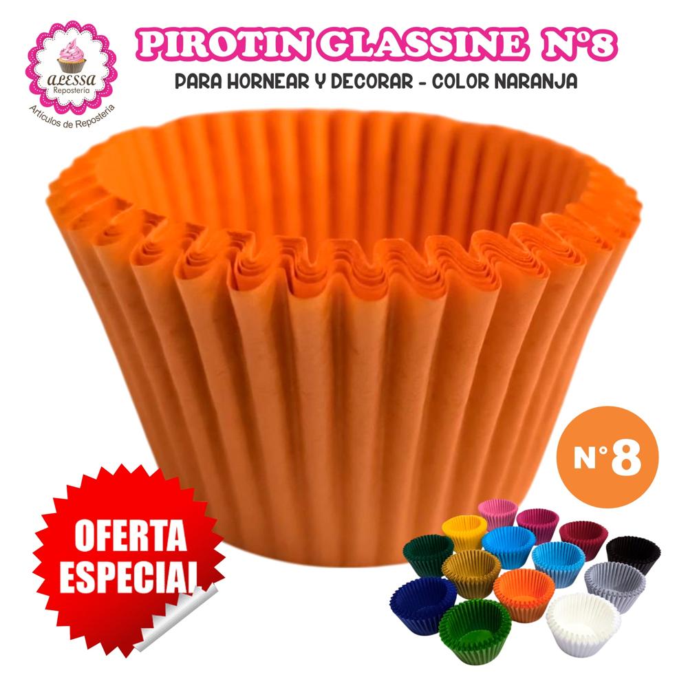 Pirotin a la Grasa Horneable Naranja Número 8 para Repostería 1000 unidades