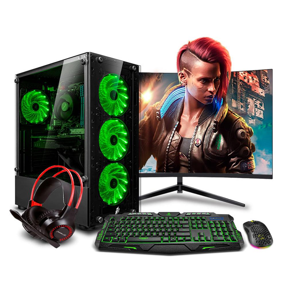 COMPUTADORA GAMER HYDRA GREEN RYZEN 5 9600X 16GB 500GB 24 CURVO RTX5050 8GB MI PC LISTA MIPCLISTA