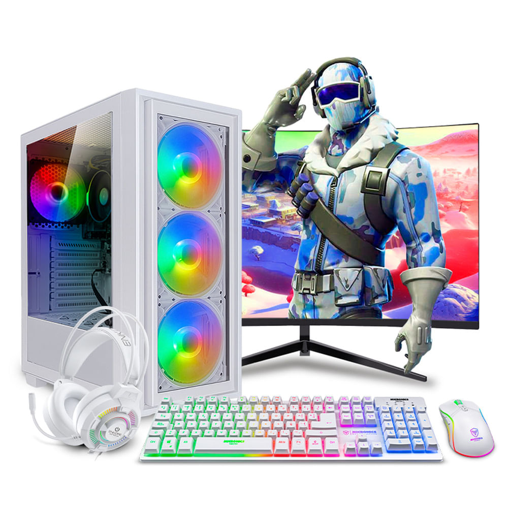 COMPUTADORA GAMER HAKU WHITE RYZEN 7 5700G 16GB 500GB 24 CURVO MI PC LISTA MIPCLISTA