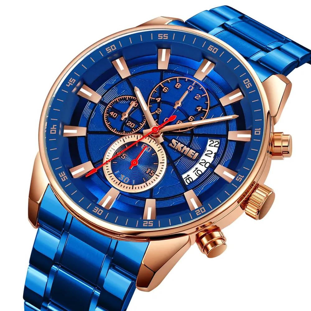 Reloj Skmei 9285 AZUL CORREA ACERO CRONOMETRO