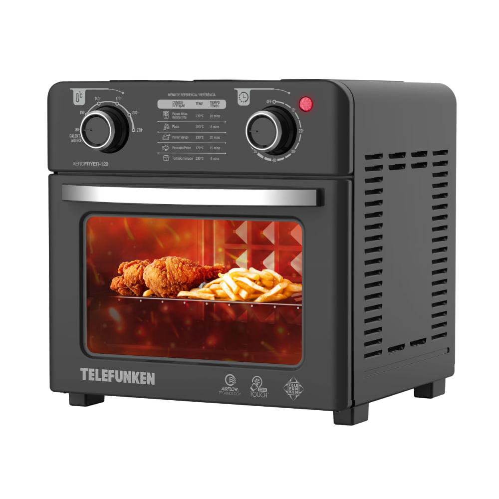 Freidora De Aire Telefunken 12lt Aerofryer 120 3 En 1 Negro