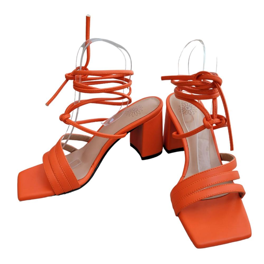 Sandalias de Tacón Daisy Shoes Modelo Gigi Color Naranja Talla 37