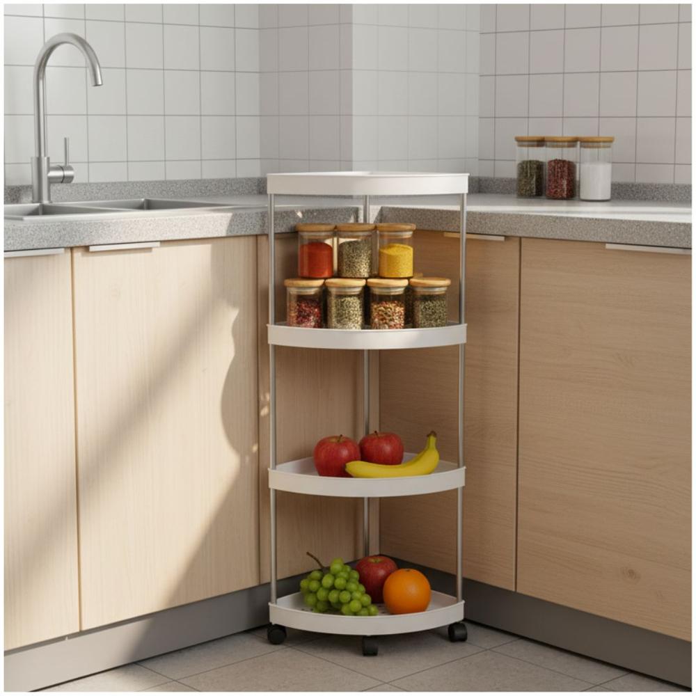 Estante Carrito Organizador Esquinero Multiusos de 4 Niveles con Ruedas 85x26x26cm Blanco