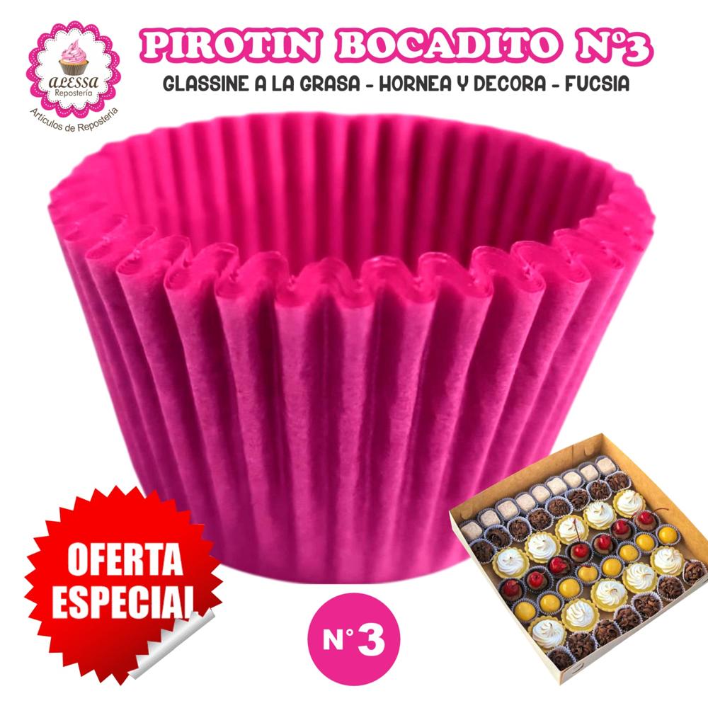 Pirotin Bocadito a la Grasa Horneable Fucsia Número 3 - 1000 unidades