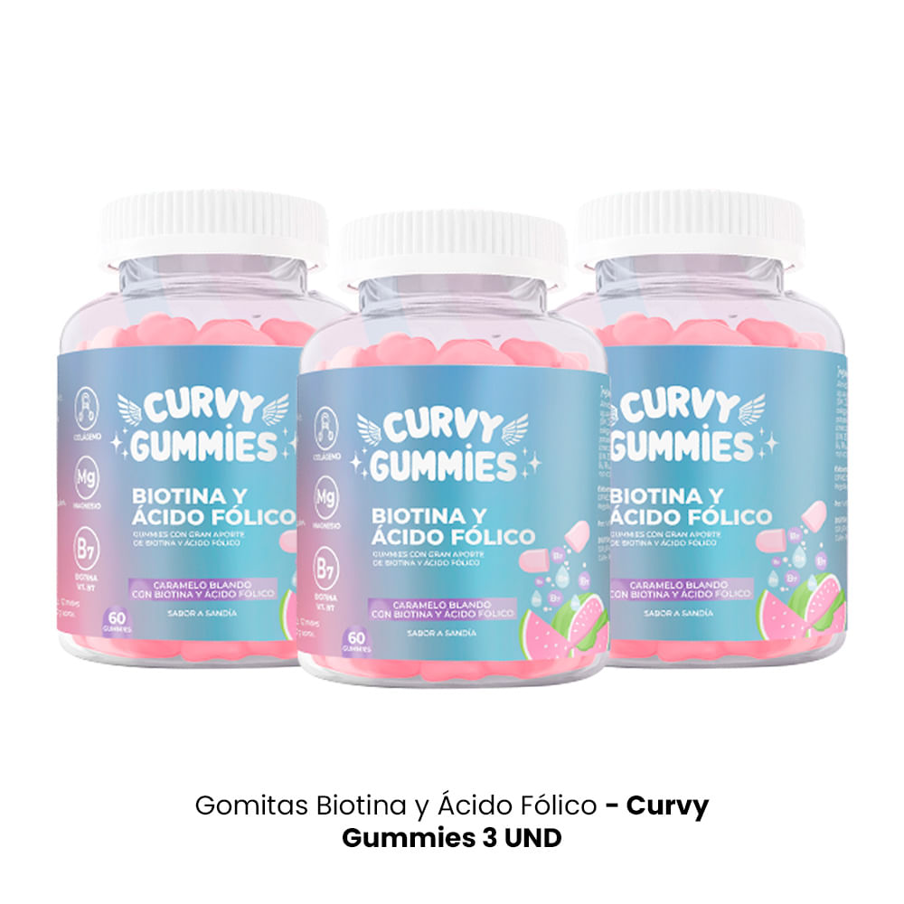 Biotina y Ácid Fólico 60 gmts Curvy Gummies 3Uni