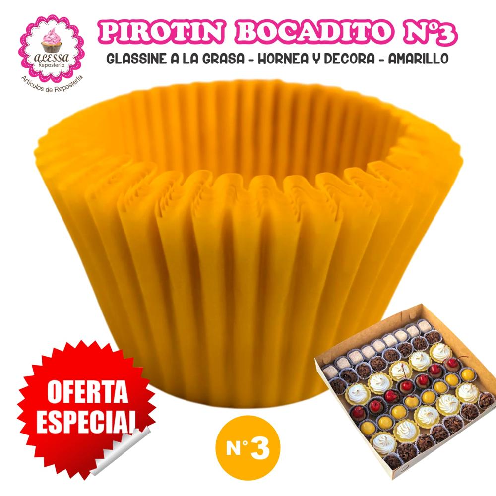 Pirotin Bocadito a la Grasa Horneable Amarillo Número 3 - 1000 unidades