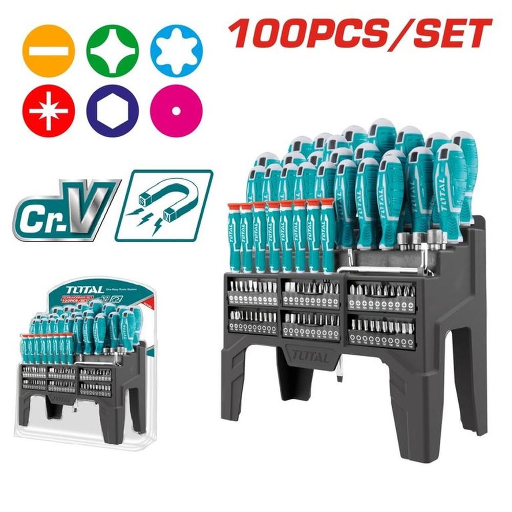 Set De 100 Piezas De Destornilladores Total - THT2506100