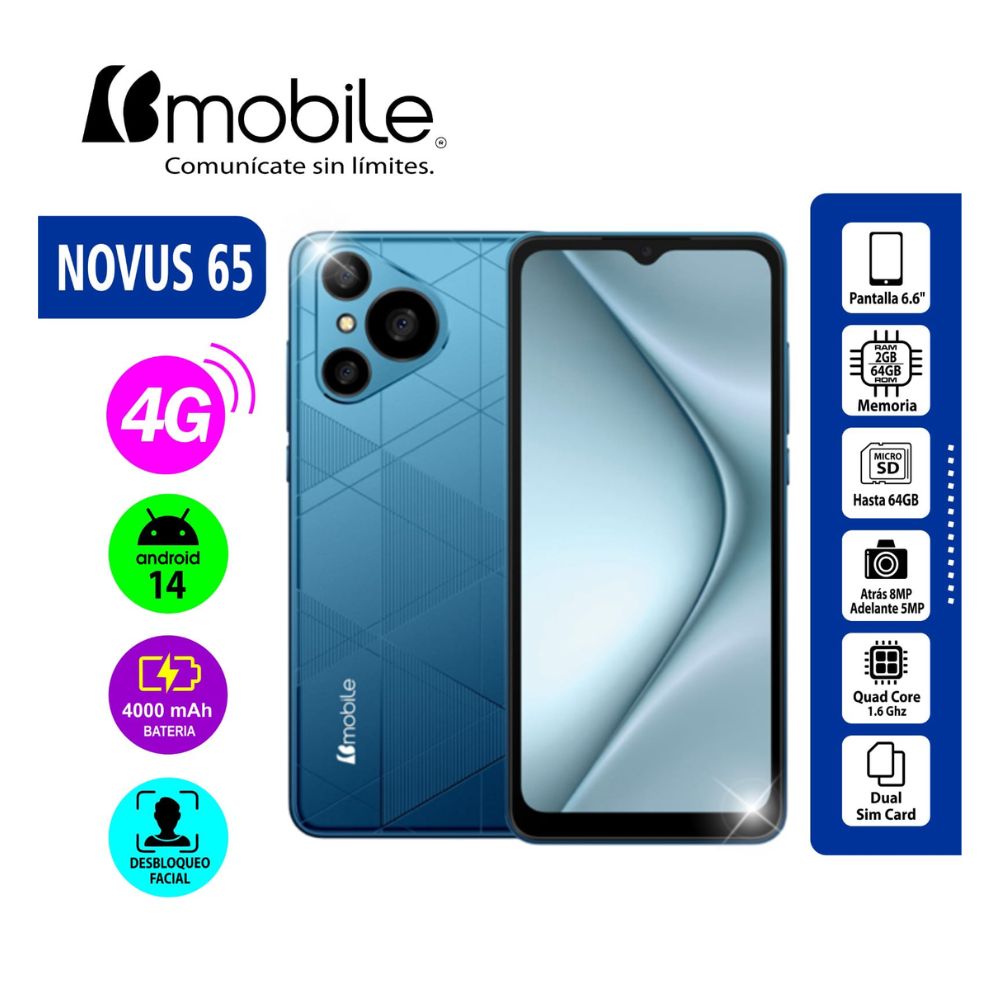 BMOBILE NOVUS 65 2RAM Y 64GB 4G LTE AZUL