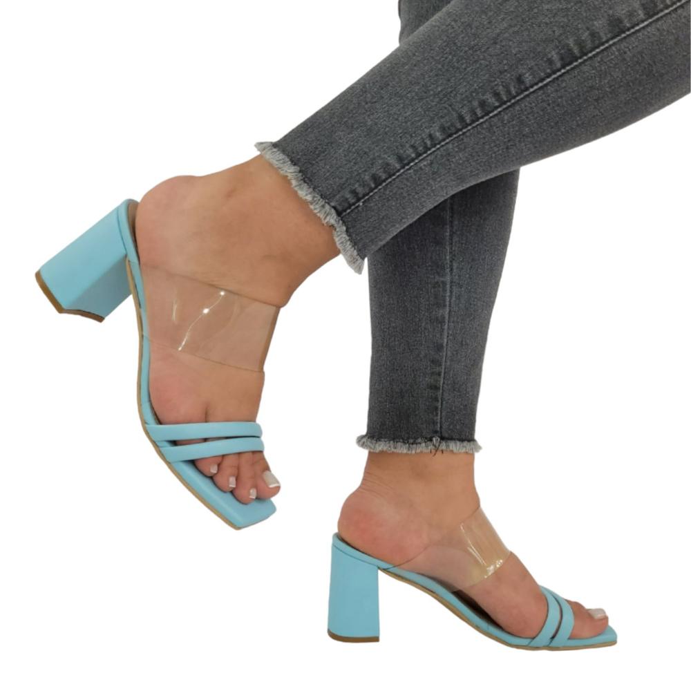 Sandalias de Tacón para Mujer Daisy Shoes Modelo Mabel Color Celeste Talla 36