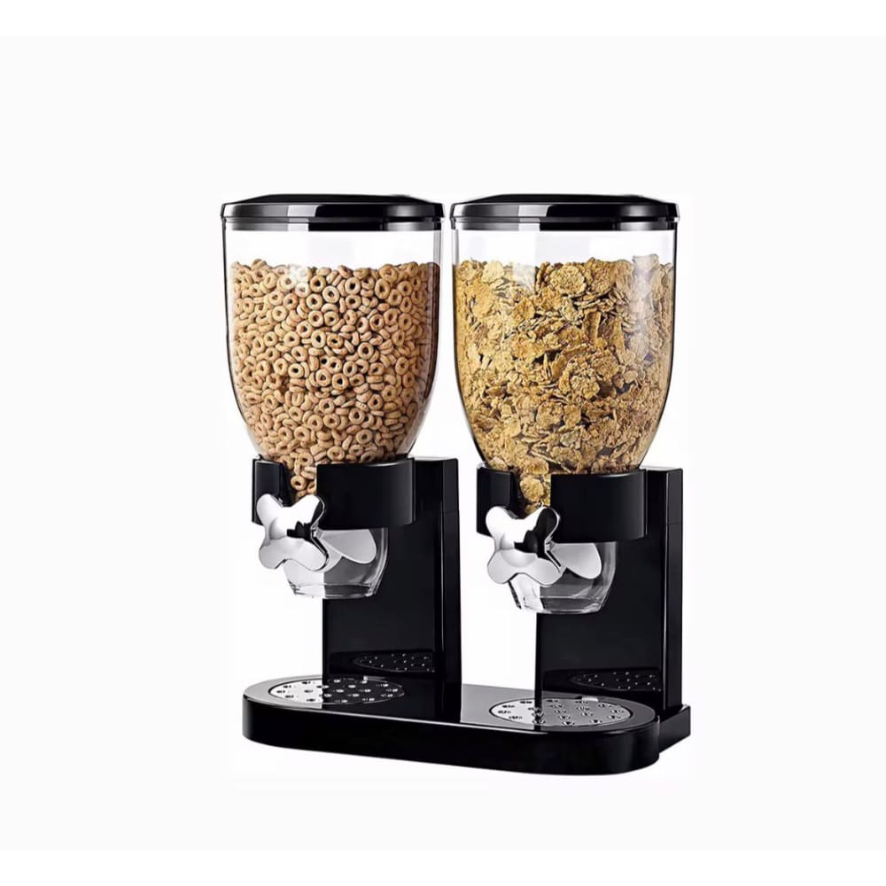 Dispensador Negro Doble de Cereal Multiusos Organizador Contenedor
