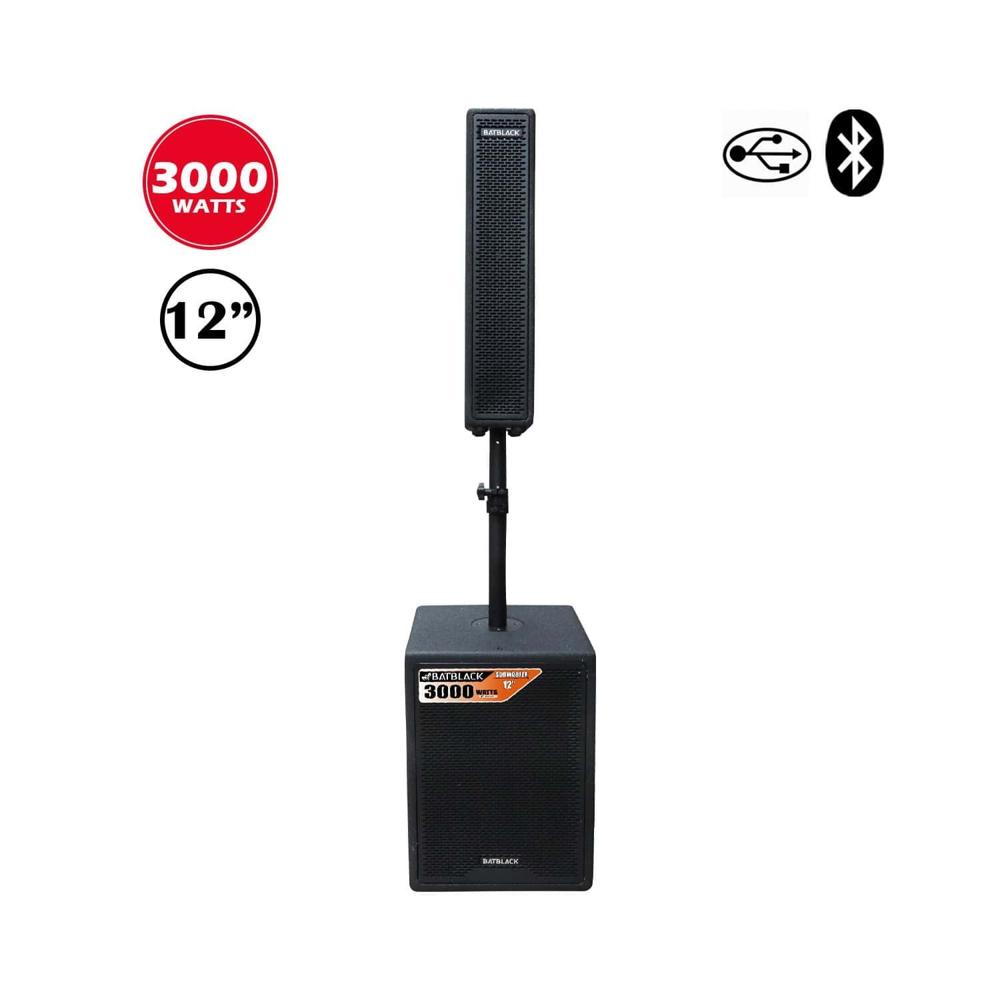 Kit Parlante Activo 12' con Parlante Pasivo 4' 3000W BT-1203SUB1-1 BATBLACK