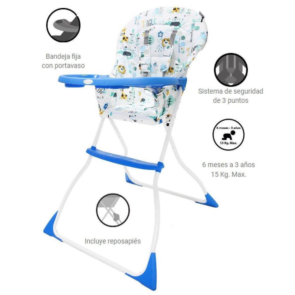 Silla de Comer Ebaby Cassie Plegable 609 Azul Silla de Comer Ebaby Cassie Plegable 609 Azul