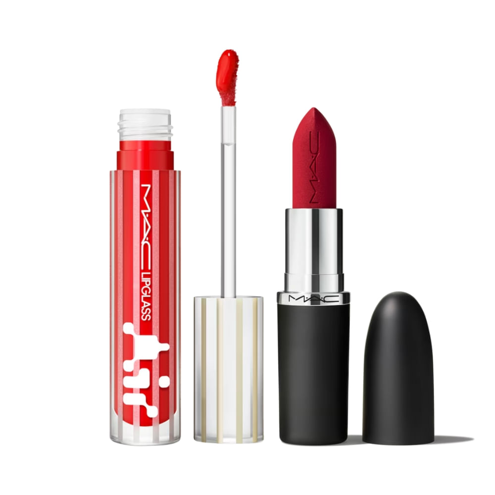 Set Labiales Mac Dúo Macximal Ruby Woo + Lipglass Talented