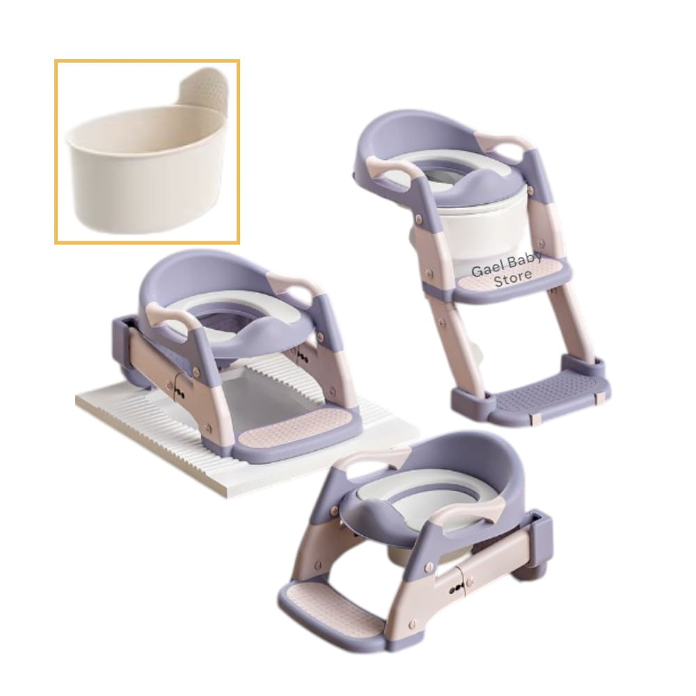 Asiento de Entrenamiento Infantil con Escalera Regulable Color Lila