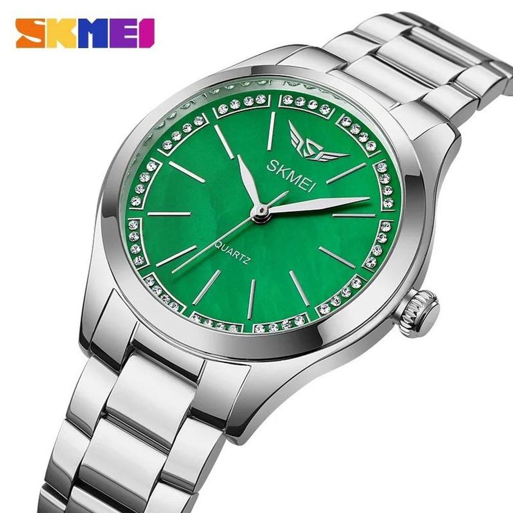 RELOJ SKMEI 1964 PLATEADO CORREA ACERO PARA MUJER.
