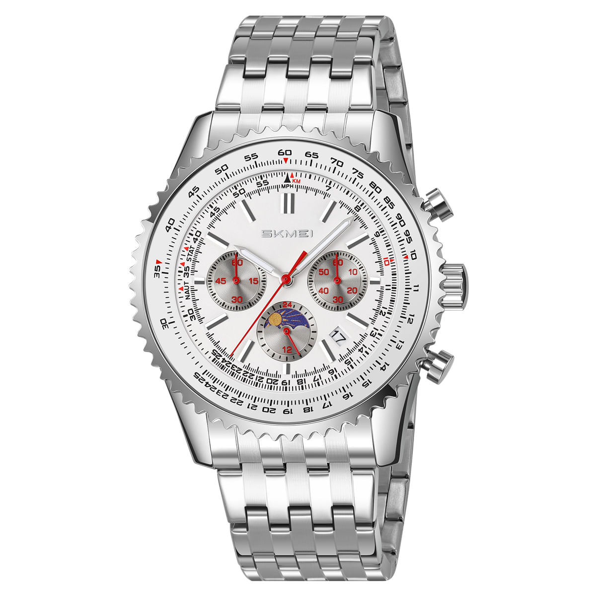 Reloj Skmei 9348 PLATEADO MOON PHASE Cronómetro