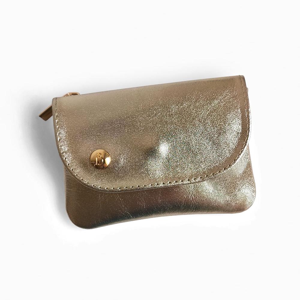 MONEDERO TARJETERO DE CUERO IRISABA SERENA DORADO