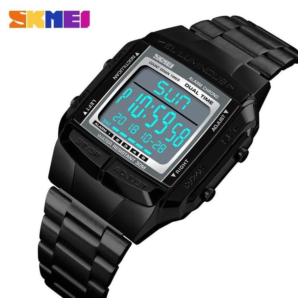 Reloj Skmei 1381 Negro Correa Acero.