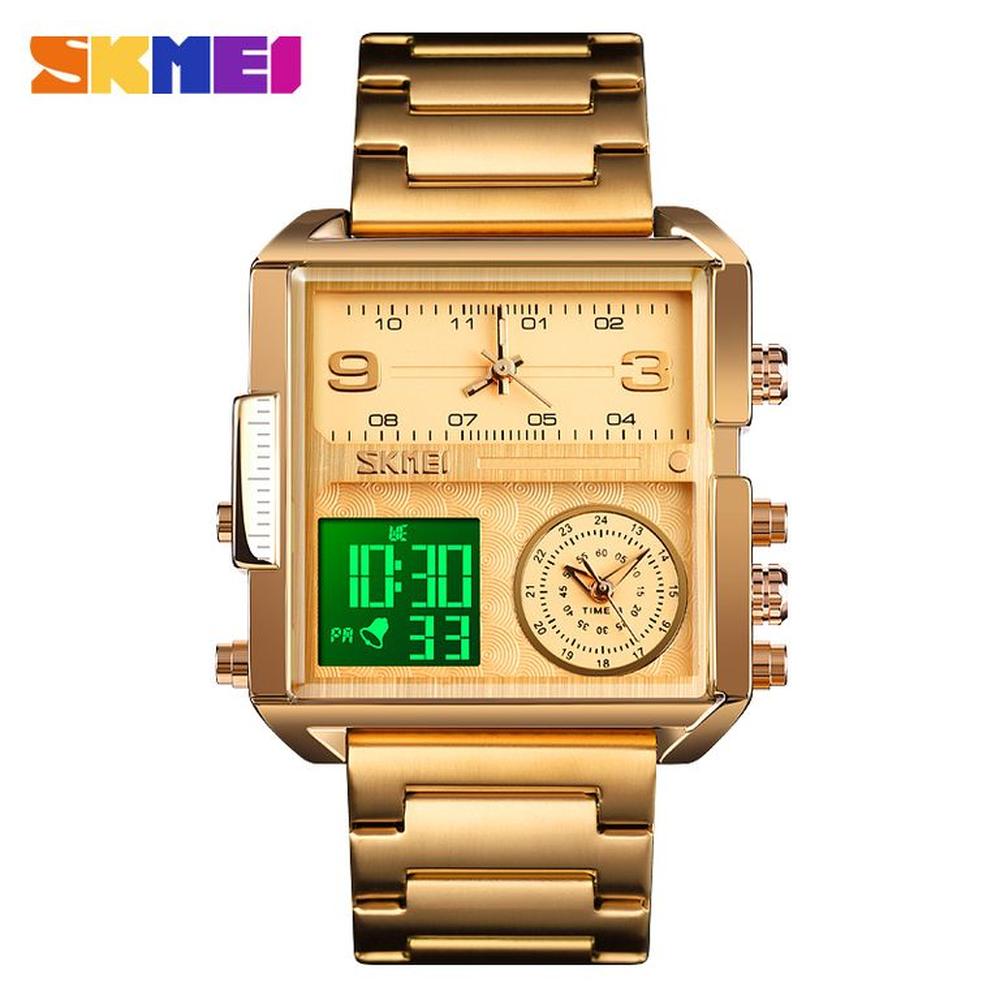 Reloj Skmei 1584 Dorado Digital Analogo 3 tiempos.