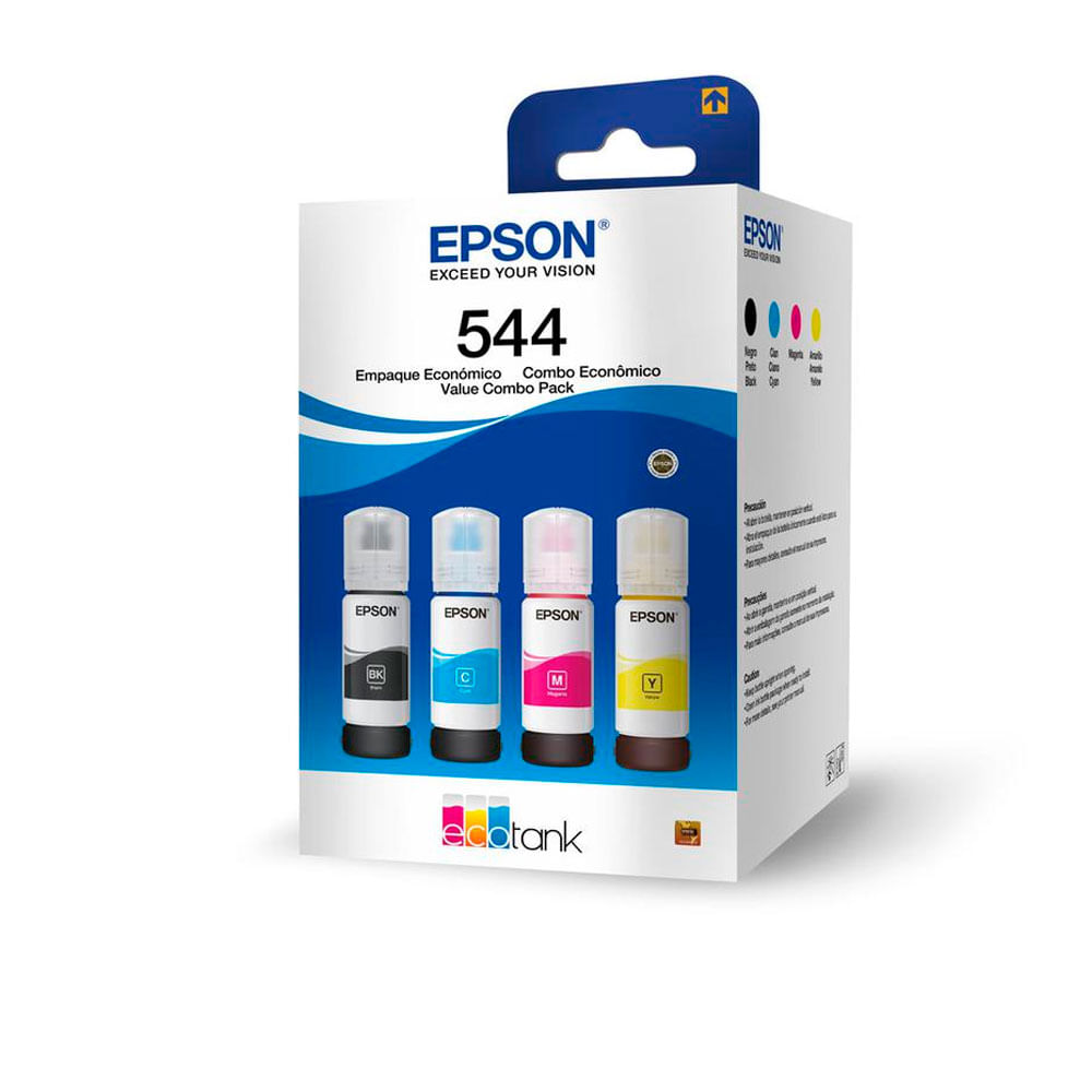 Kit de Tintas Epson T544 Originales Negro Cian Magenta y Amarillo